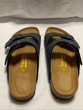Viking Sandals Blue Double Strap Cork Footbed